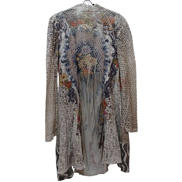 Vintage Concept Cardigan Tunic Mesh Floral Snakeskin Womens S Boho Artsy Layer - Picture 2 of 8